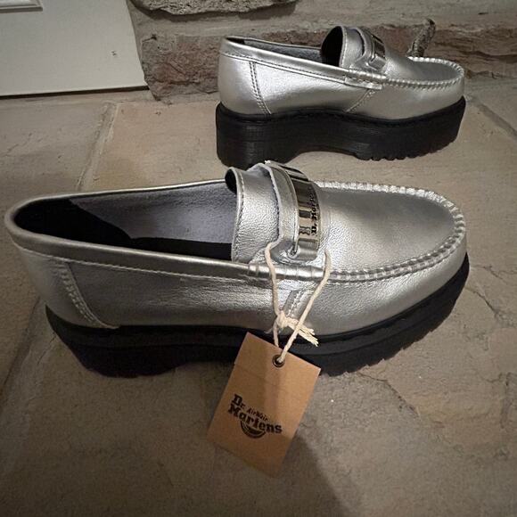 NEW Dr Martens Penton II Quad Loafers Silver Platform Ladies Size 8 Y2K Twee - Picture 3 of 11